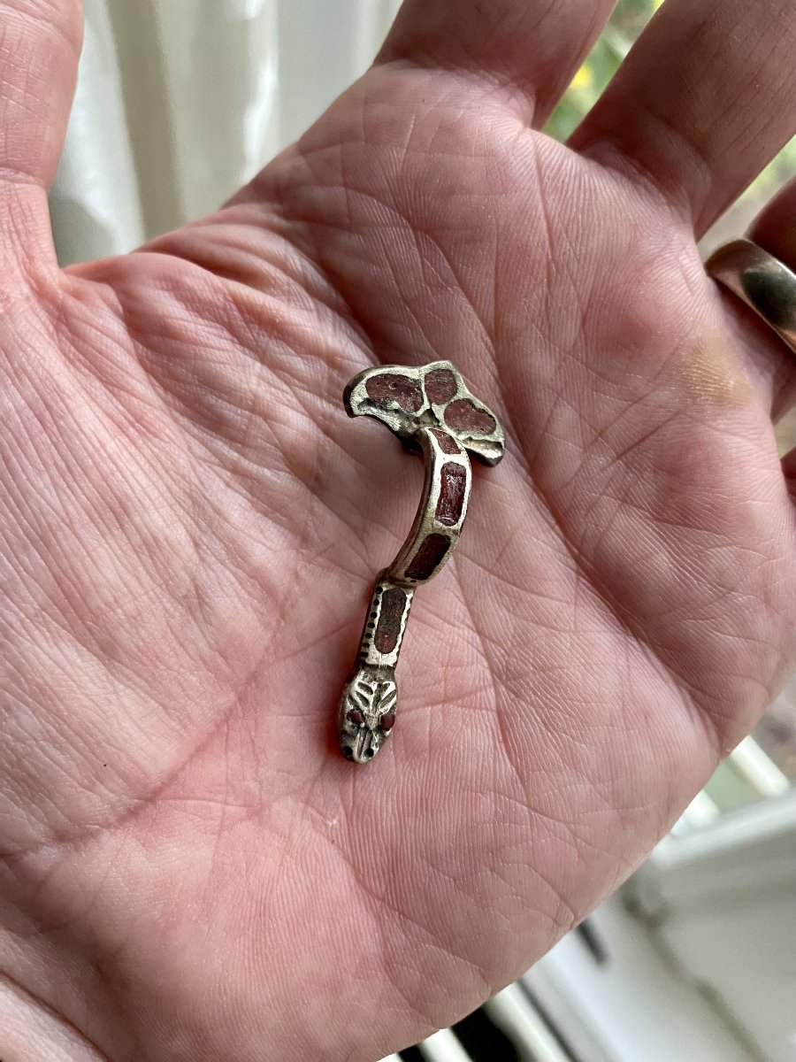 An Early Silver Merovingian Fibula-brooch, Circa 6th Century Ad-photo-3