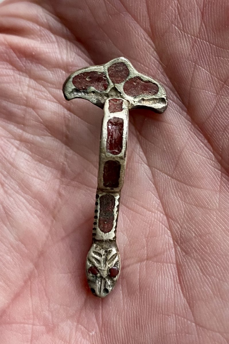An Early Silver Merovingian Fibula-brooch, Circa 6th Century Ad-photo-4