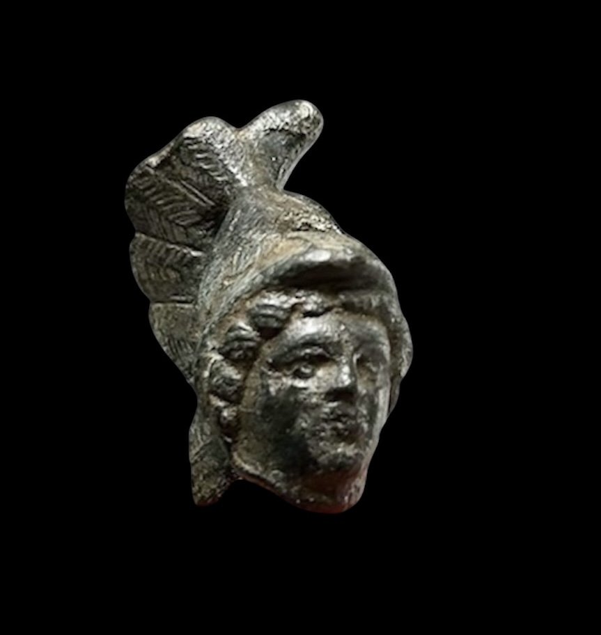 Tête de Mars en Bronze d'époque Romaine, Vers le IIe-IIIe Siècle apr. J.-C.-photo-2