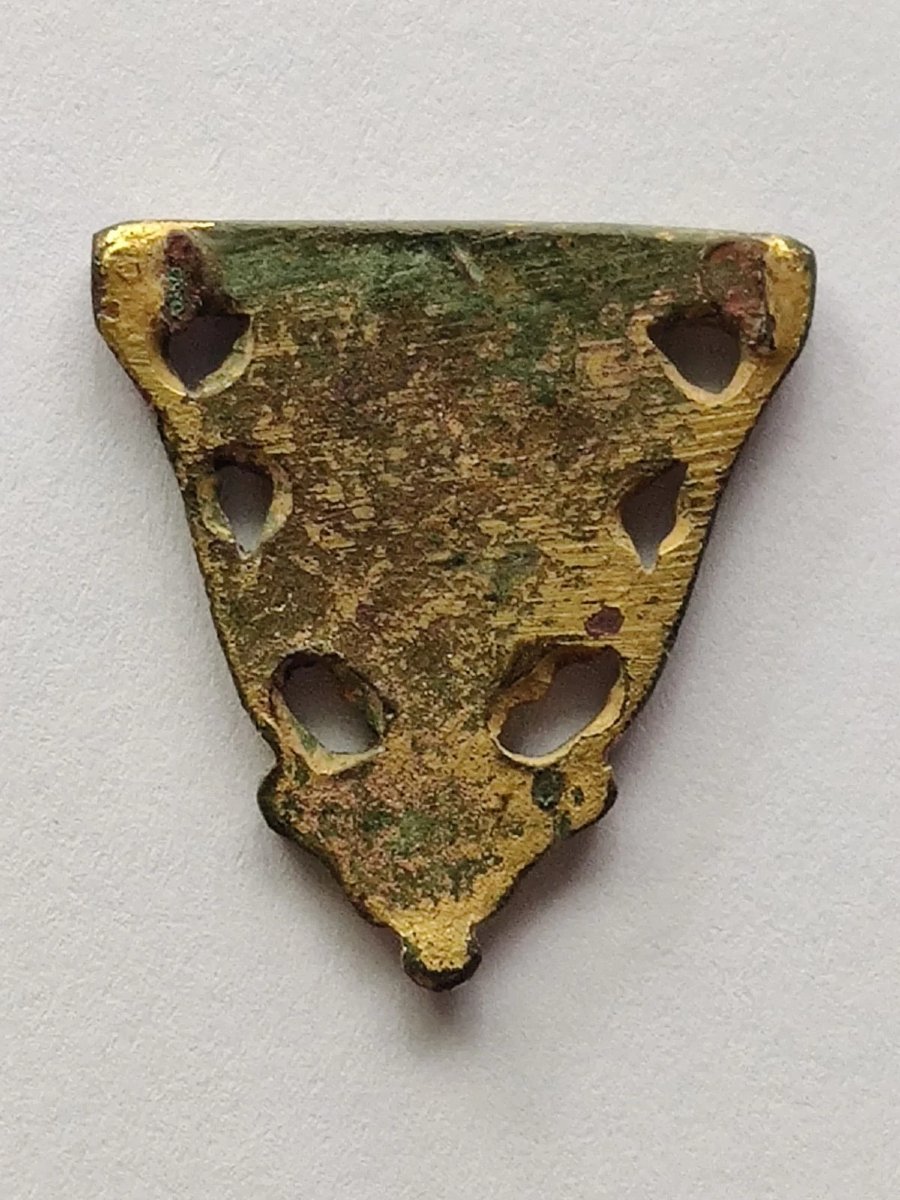 Applique Médiévale en Bronze Doré Représentant un Visage, XIVe-XVe Siècle-photo-3