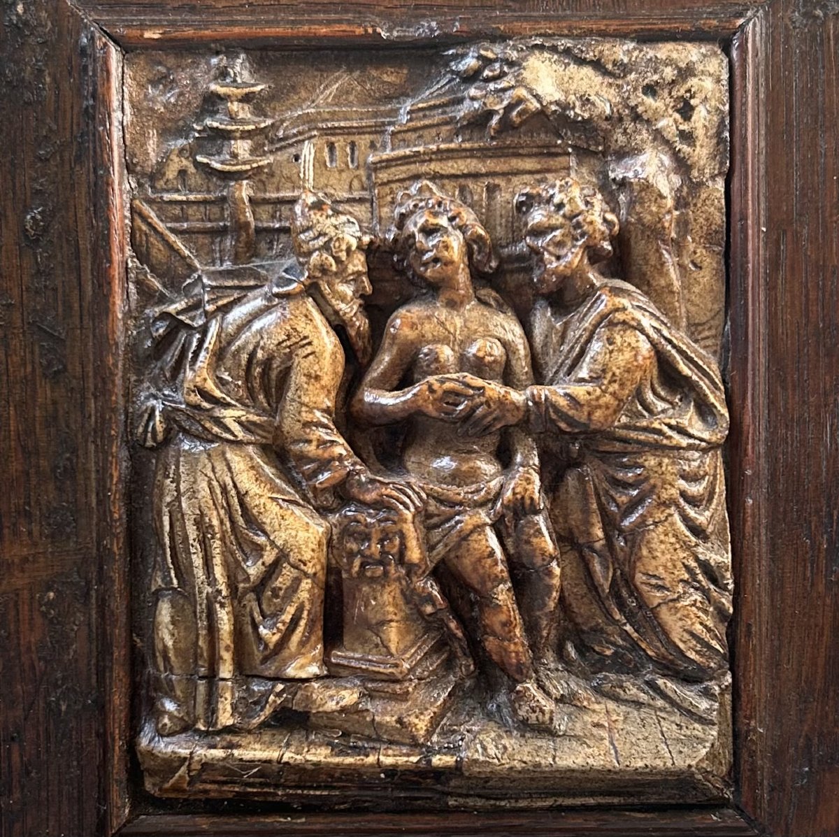 Bas-relief en Albâtre de Malines Représentant Suzanne et les Vieillards, Vers 1600-photo-2