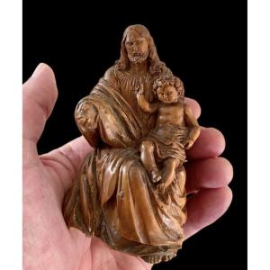 Dieu le Père Assis sur un Rocher avec l'Enfant Jésus, XVIIe-XVIIIe Siècle