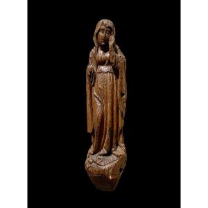 An Oak Statue Of The Mourning Virgin, End Of The 15th Century