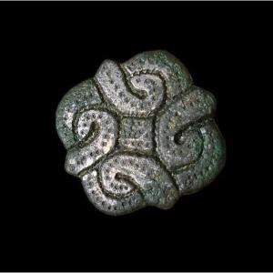 A Tinned Bronze Merovingian Interlace Fibula 6th Century Ad