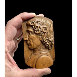 A Walnut Carved Miniature Profile Panel, Circa 1600