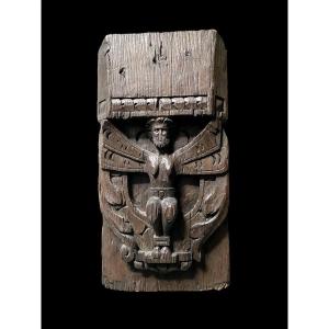 Un Grand Corbeau Médiéval En Chêne Avec Une Harpie Barbue, Première Moitié Du XVIe Siècle