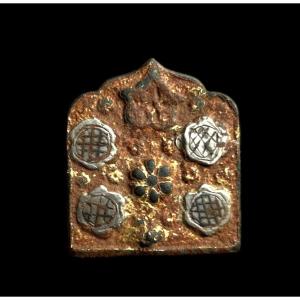 Applique Médiévale En Bronze Doré XIVe-XVe Siècle