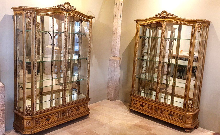 Important Pair Of Showcases Louis XVI Style, Napoleon III Period 19th Century France 