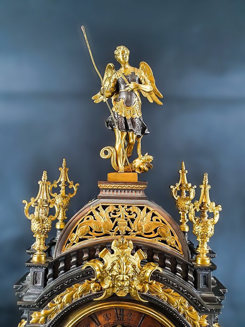 Important Lerollé Fréres Clock With Saint Michael Archangel, Putti Napoleon III Period 19th-photo-1