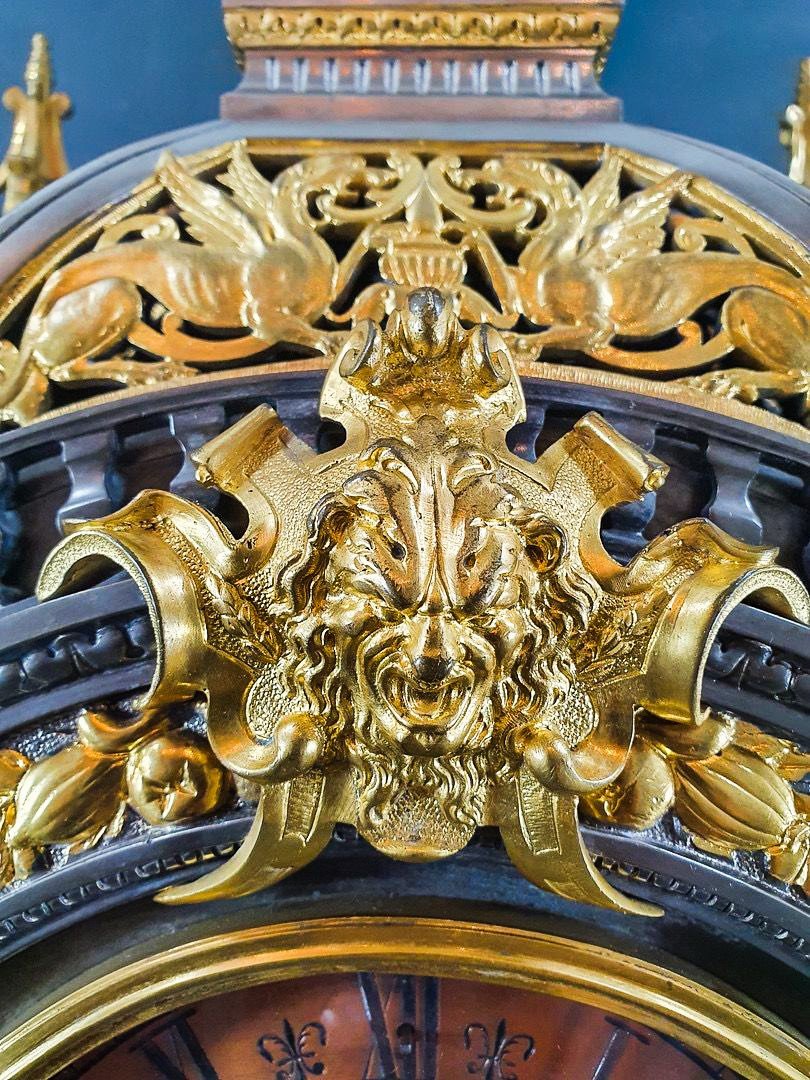 Important Lerollé Fréres Clock With Saint Michael Archangel, Putti Napoleon III Period 19th-photo-3