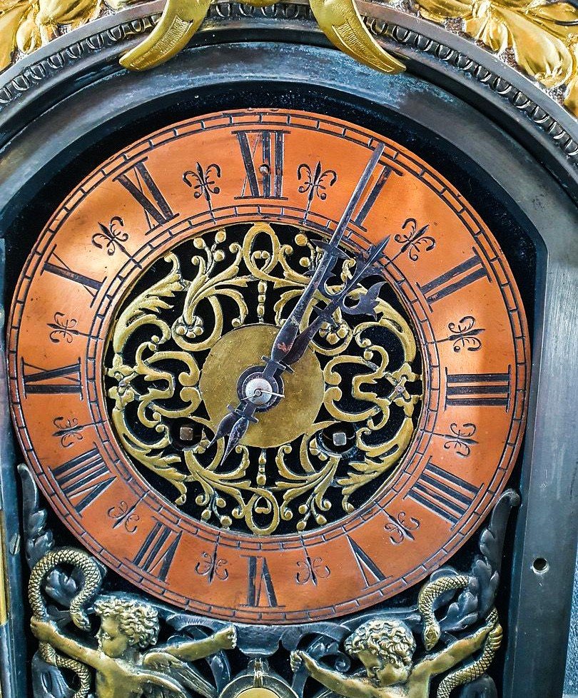 Important Lerollé Fréres Clock With Saint Michael Archangel, Putti Napoleon III Period 19th-photo-4