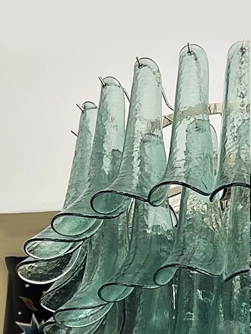 Chandelier "stella" Murano, Mazzega Style, With Petal-shaped Glass Pieces, Italian Design. 20th-photo-2