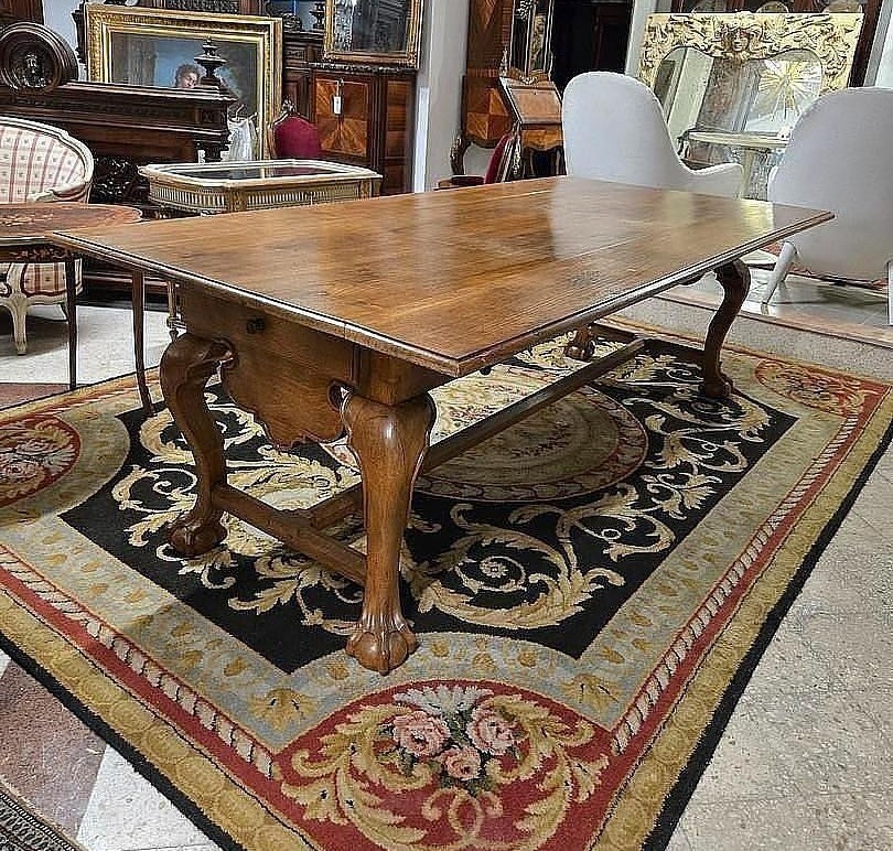 Portuguese Table From The Late 19th Century, Style Of D. João V (1689-1735)light Chestnut Wood.-photo-4