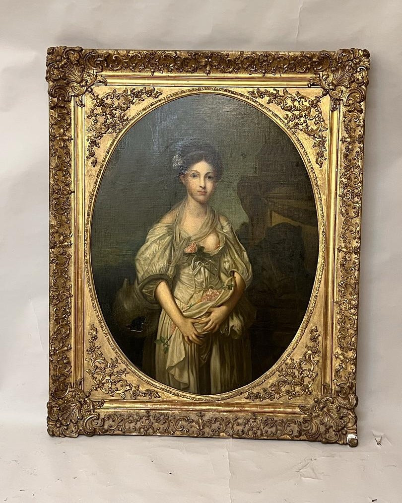 École française d’après Jean-Baptiste Greuze, La Cruche cassée, huile sur toile, France, XIXeme