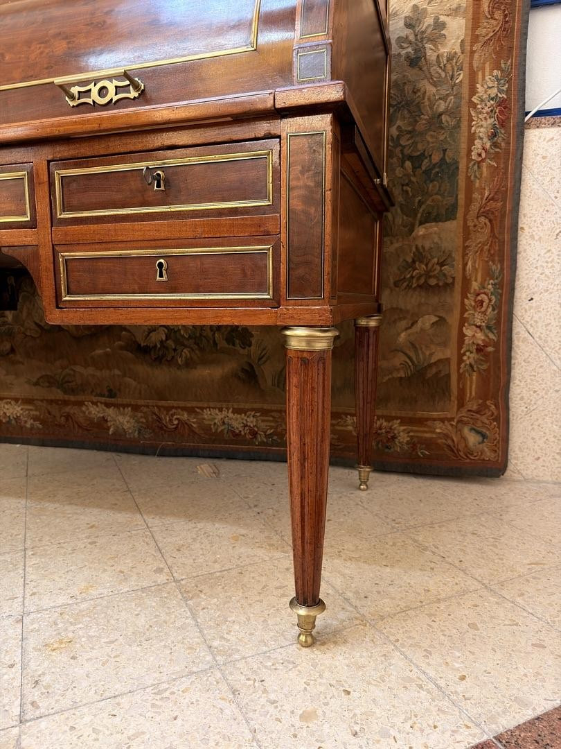 Louis XVI Cylinder Desk In Mahogany And Gilt Bronze, 19th Century-photo-2