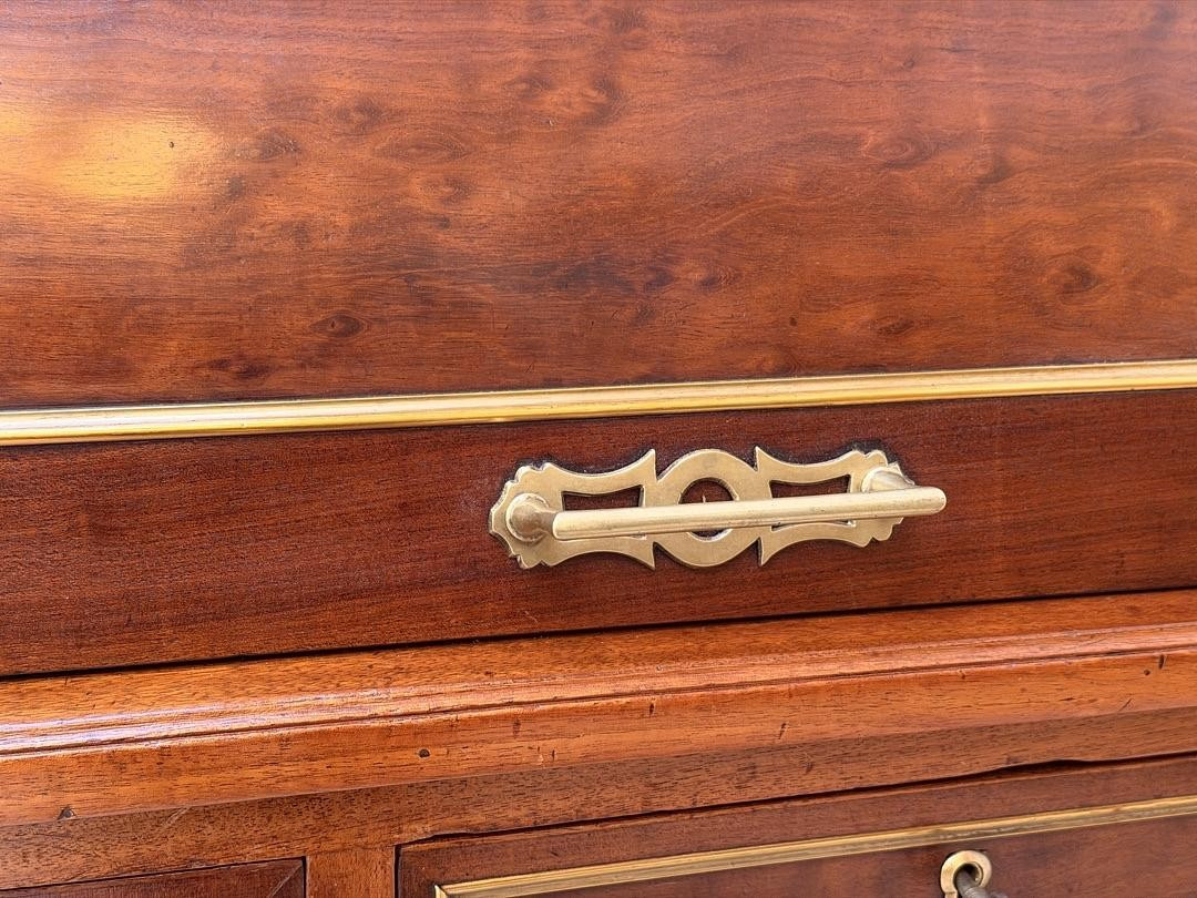 Louis XVI Cylinder Desk In Mahogany And Gilt Bronze, 19th Century-photo-4