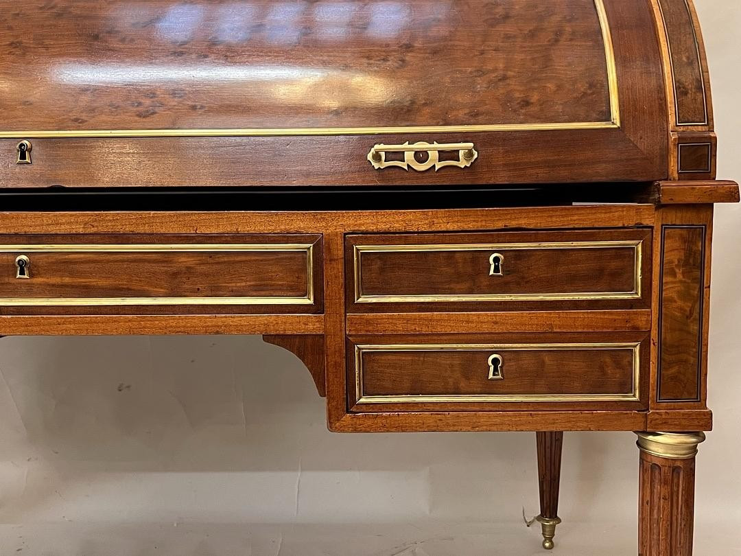 Louis XVI Cylinder Desk In Mahogany And Gilt Bronze, 19th Century-photo-6