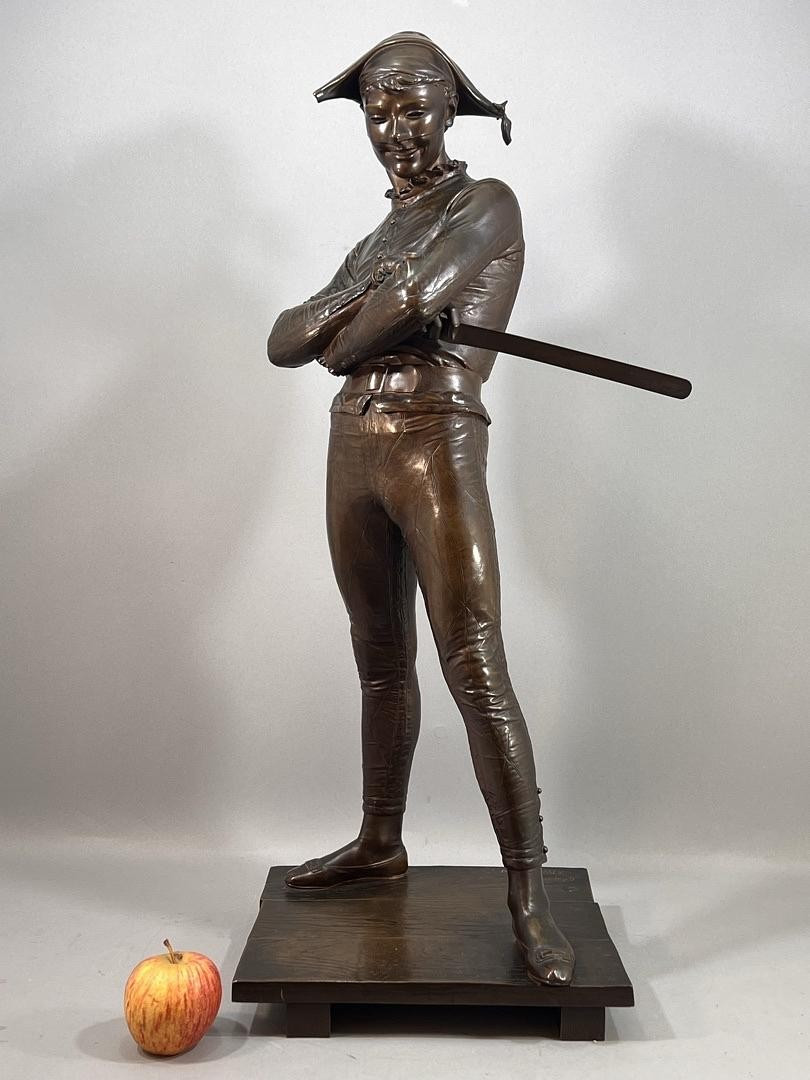 Harlequin-sculpture In Patinated Bronze By Sculptor Charles-rené De Paul De Saint-marceaux 19th-photo-2