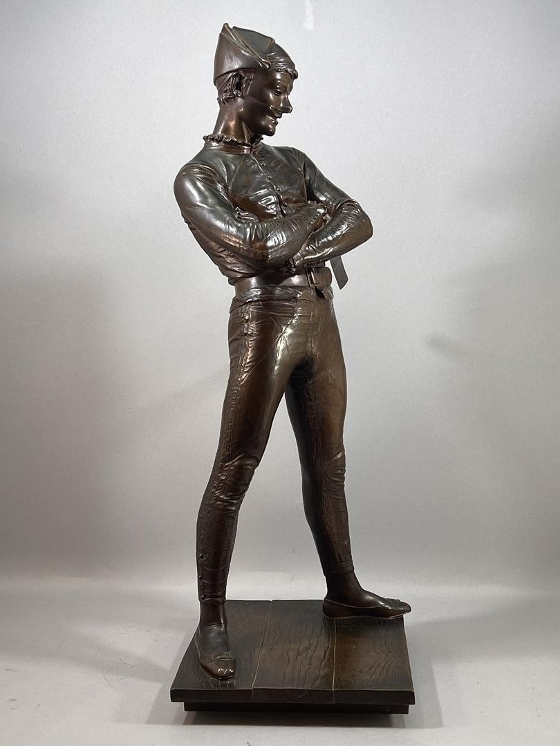 Harlequin-sculpture In Patinated Bronze By Sculptor Charles-rené De Paul De Saint-marceaux 19th-photo-1