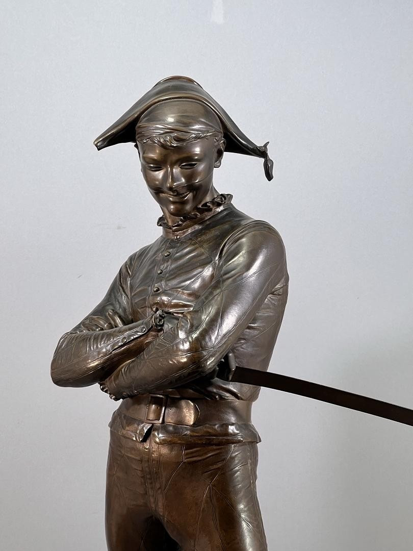 Harlequin-sculpture In Patinated Bronze By Sculptor Charles-rené De Paul De Saint-marceaux 19th-photo-2