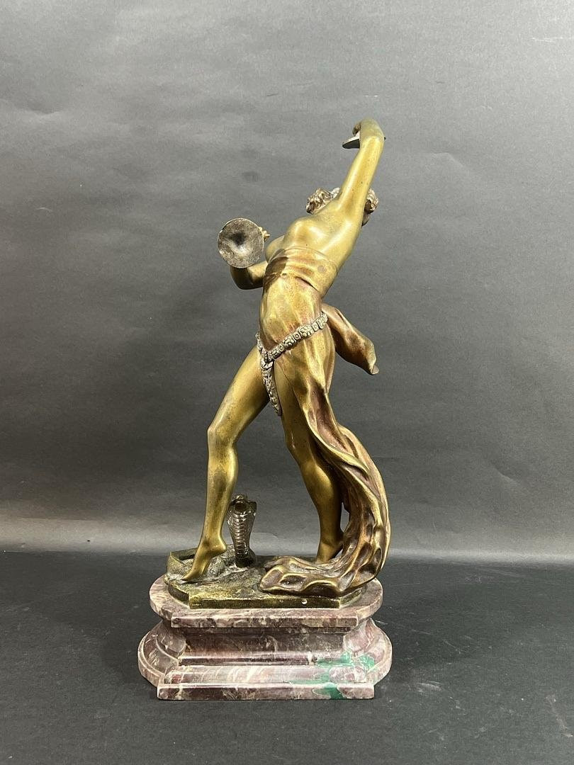 "Danseuse aux serpents " Eduardo Rossi (1867-1926). Bronze Art nouveau patiné-photo-4