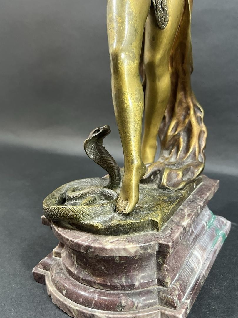 "Danseuse aux serpents " Eduardo Rossi (1867-1926). Bronze Art nouveau patiné-photo-1