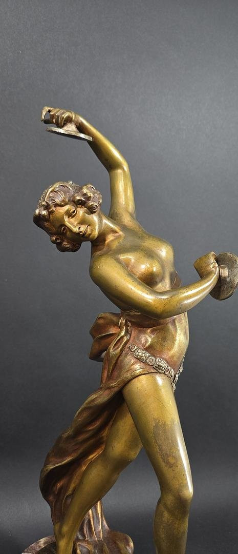 “snake Dancer” Eduardo Rossi (italian 1867-1926), Art Nouveau Patinated Bronze.-photo-4