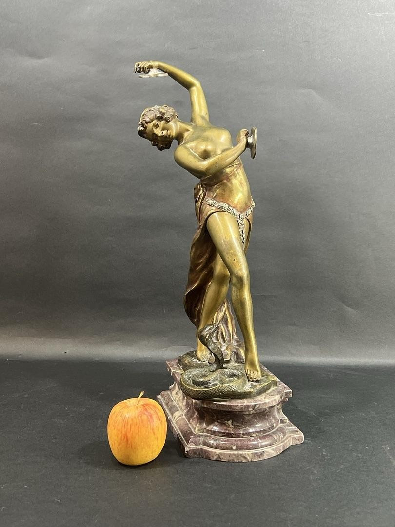 "Danseuse aux serpents " Eduardo Rossi (1867-1926). Bronze Art nouveau patiné