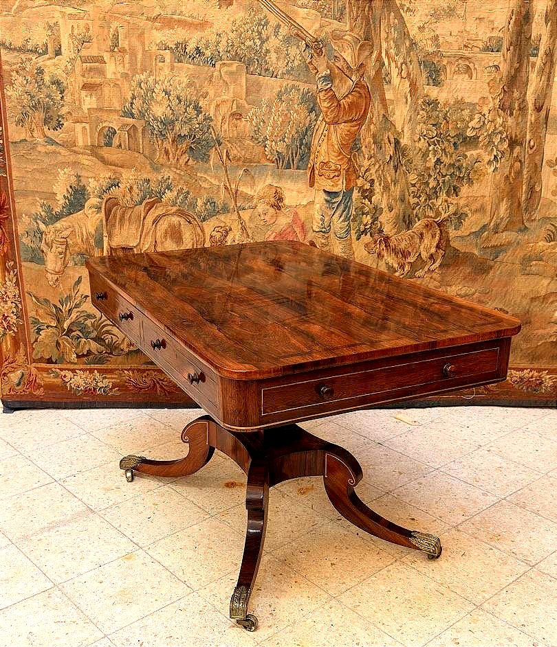 Table de Bibliothèque Époque George III ( 1760-1820 ) en Palissandre – Angleterre-photo-4