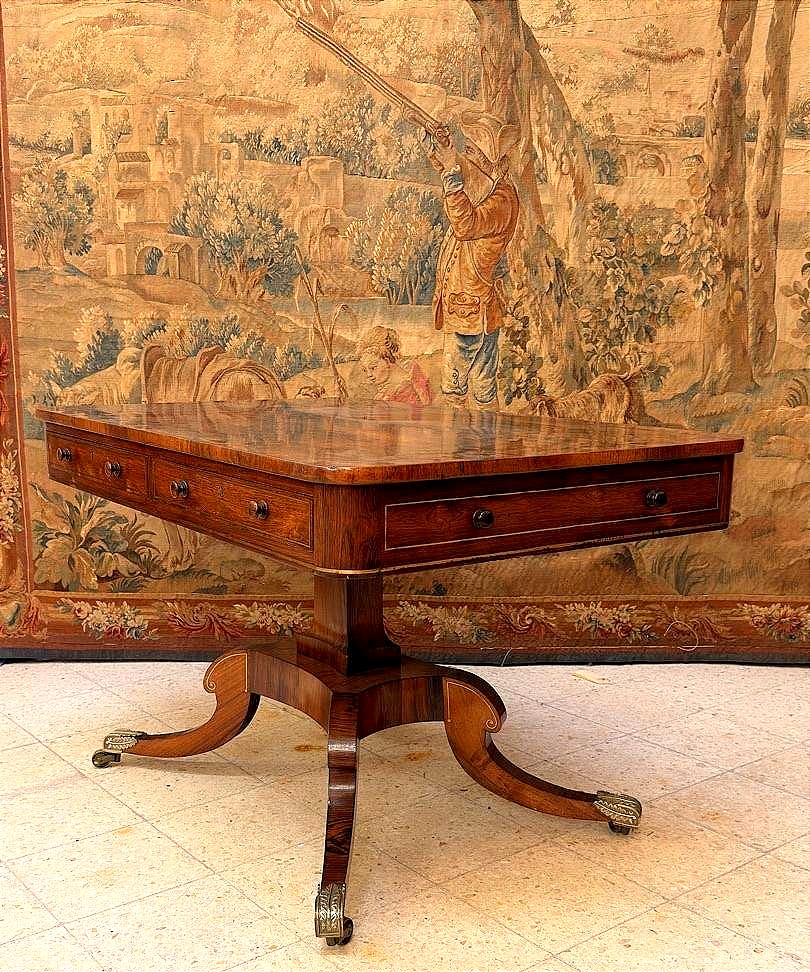 Table de Bibliothèque Époque George III ( 1760-1820 ) en Palissandre – Angleterre-photo-1