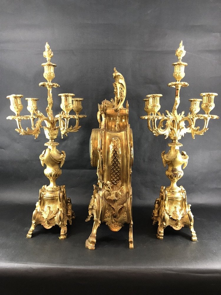 Louis XV Rocaille-style Fitting In Gilded Bronze – Henri Riondet, Paris, 19th Century-photo-4