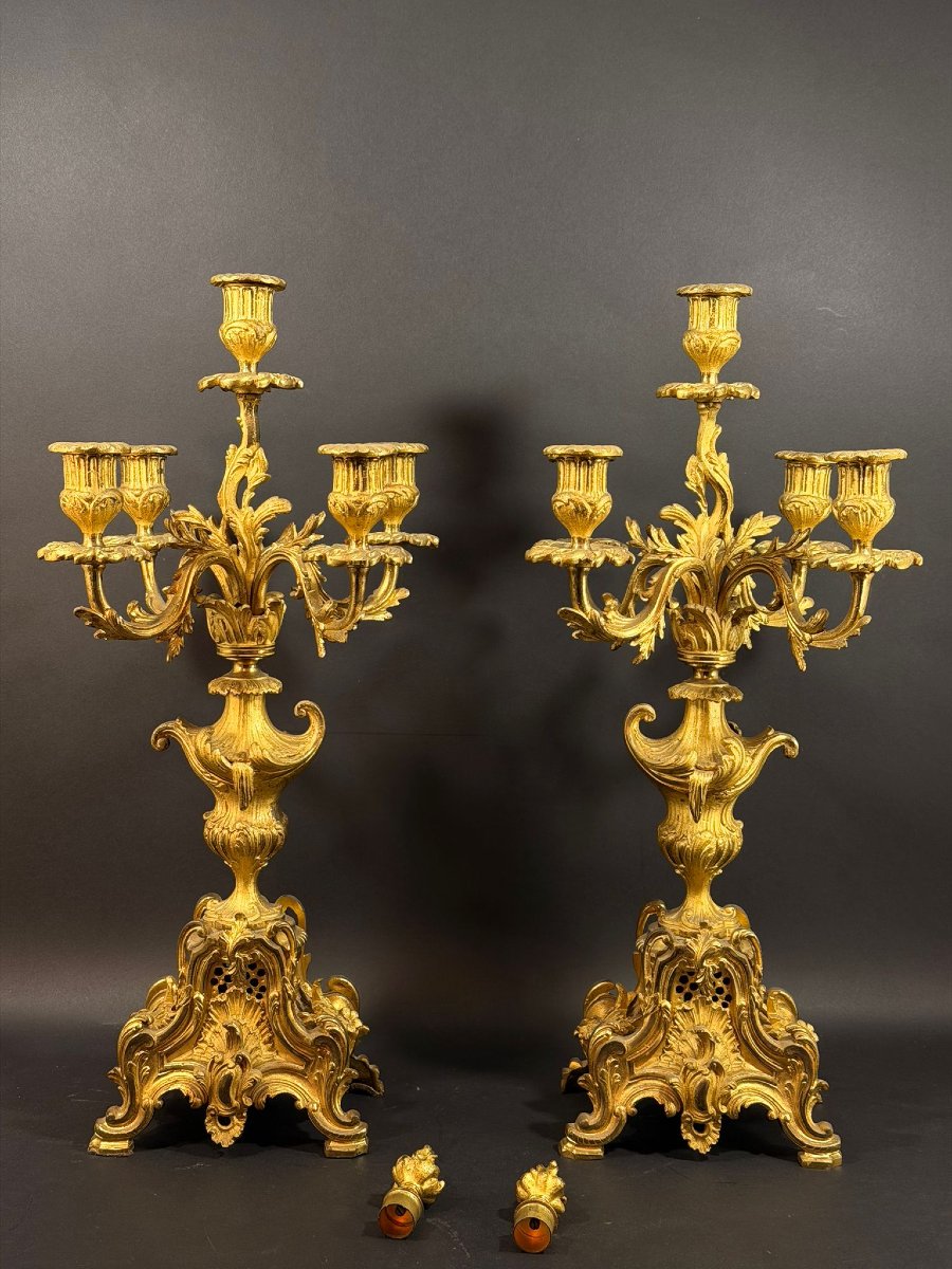 Louis XV Rocaille-style Fitting In Gilded Bronze – Henri Riondet, Paris, 19th Century-photo-1