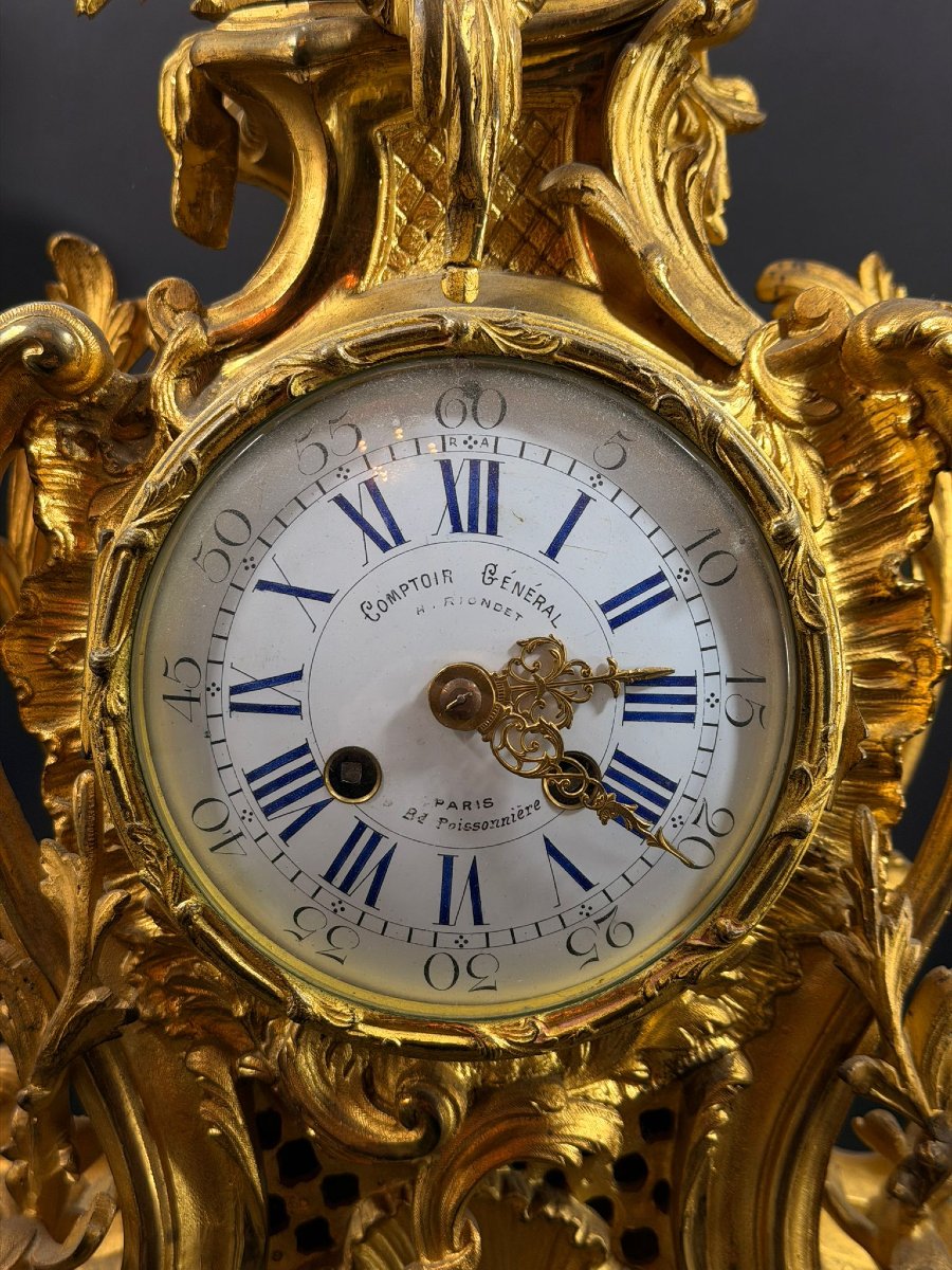 Louis XV Rocaille-style Fitting In Gilded Bronze – Henri Riondet, Paris, 19th Century-photo-5