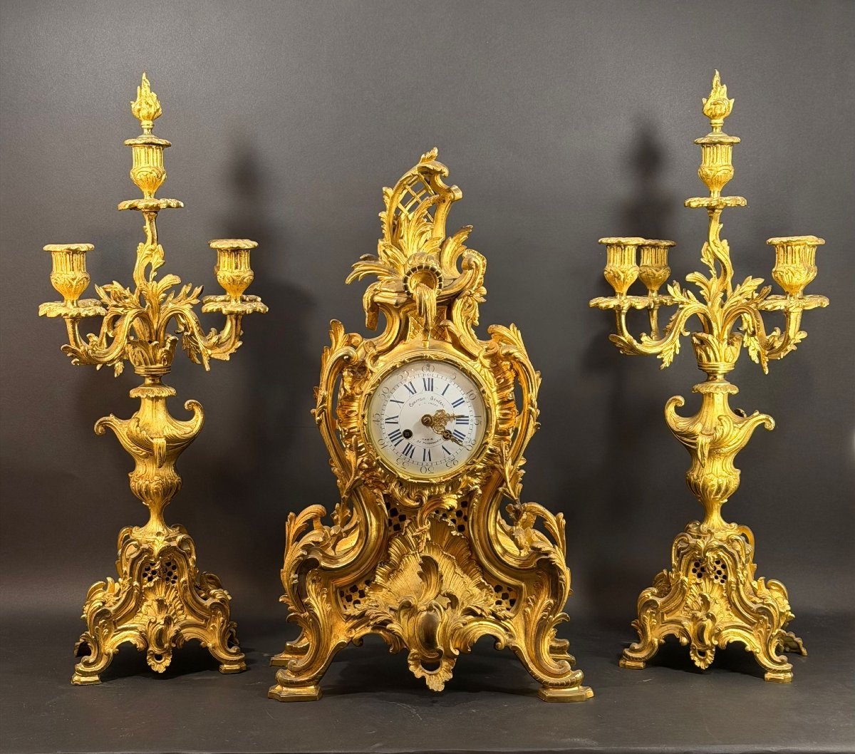 Louis XV Rocaille-style Fitting In Gilded Bronze – Henri Riondet, Paris, 19th Century