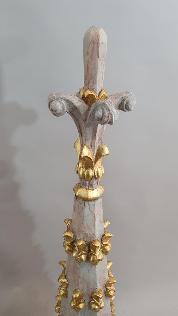 Pair Of Carved And Marbled Wooden Altar Pinnacles / Obelisks – Portugal, 18th/19th Century-photo-4