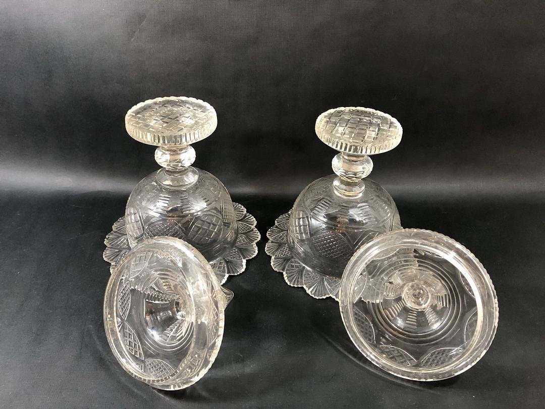 Pair Of Covered Cut Crystal Fruit Bowls – England, Victorian Period, 19th Century-photo-4