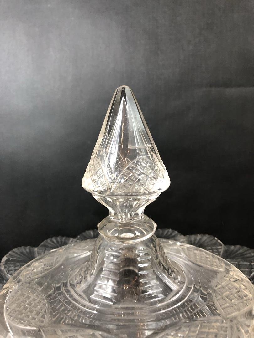 Pair Of Covered Cut Crystal Fruit Bowls – England, Victorian Period, 19th Century-photo-3