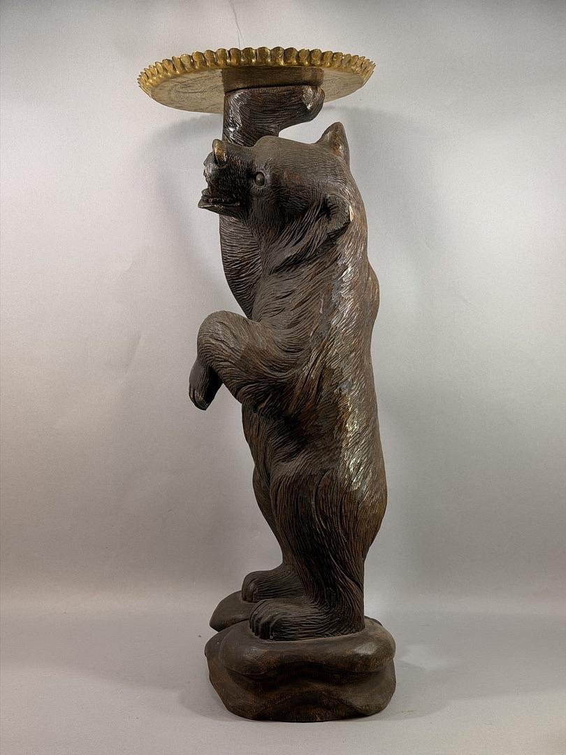  "black Forest" Servant Bear, Carved And Weathered Wood – Late 19th Century-photo-3