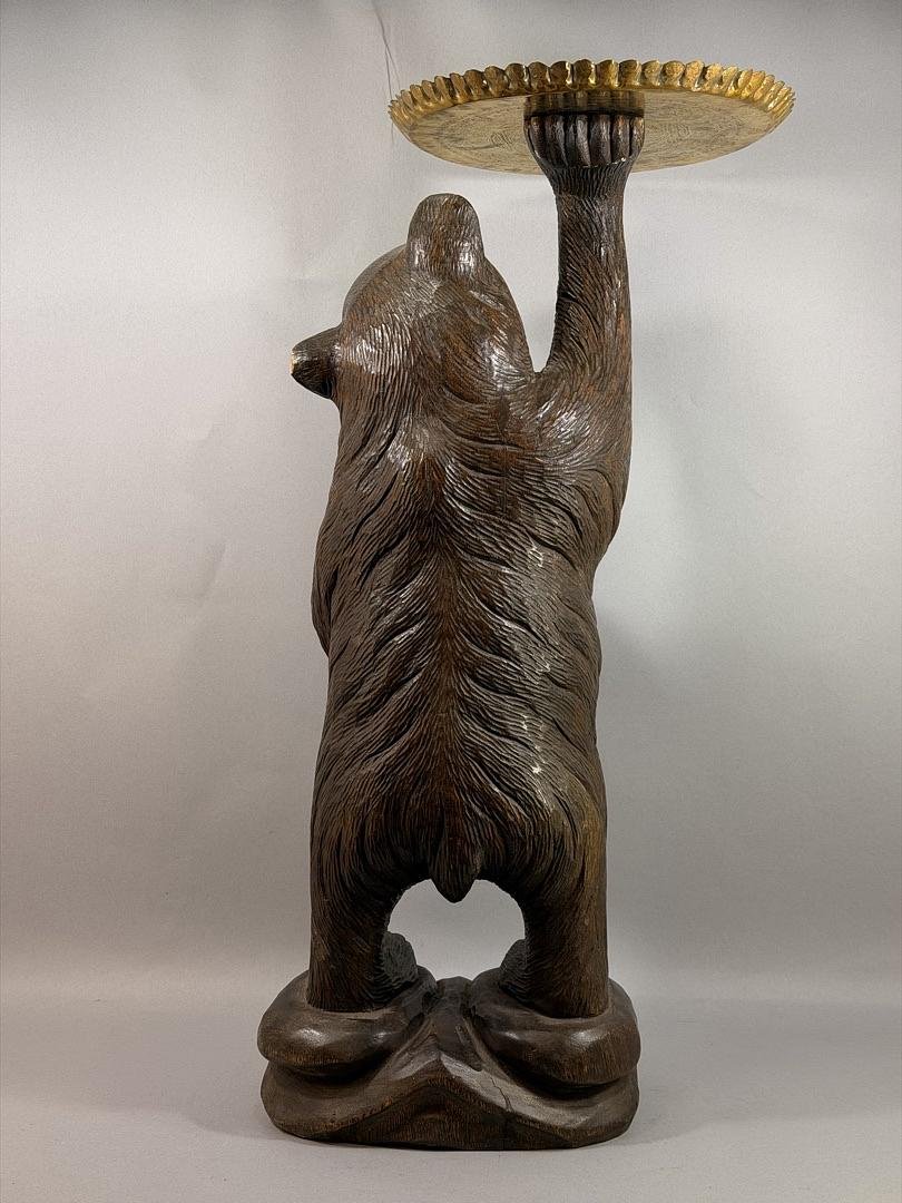  "black Forest" Servant Bear, Carved And Weathered Wood – Late 19th Century-photo-4