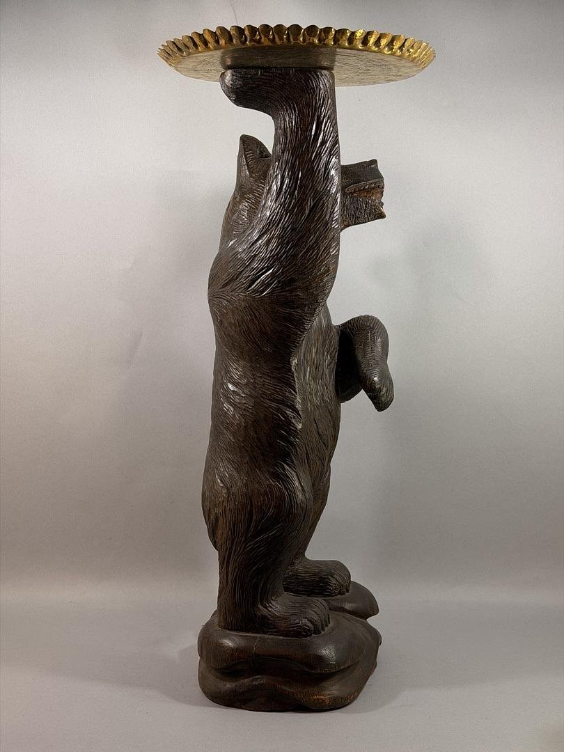  "black Forest" Servant Bear, Carved And Weathered Wood – Late 19th Century-photo-1