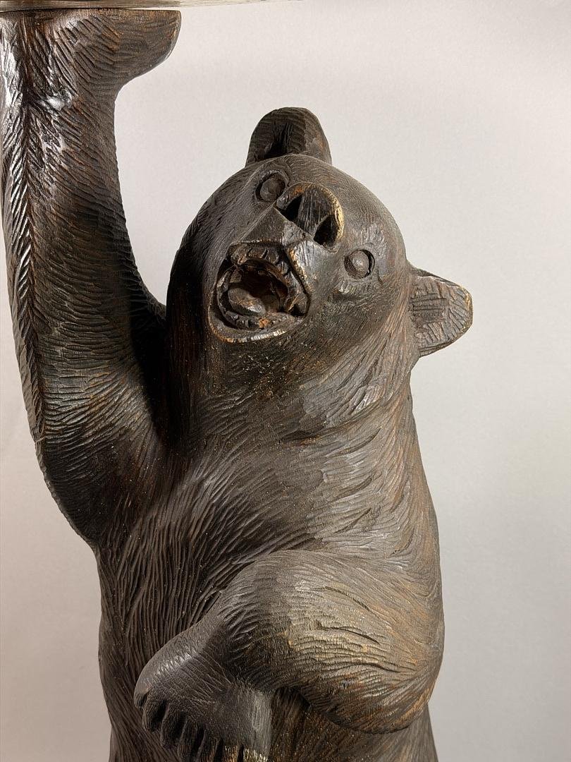 "black Forest" Servant Bear, Carved And Weathered Wood – Late 19th Century-photo-2