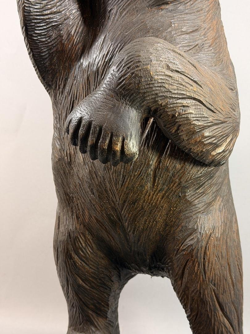  "black Forest" Servant Bear, Carved And Weathered Wood – Late 19th Century-photo-3