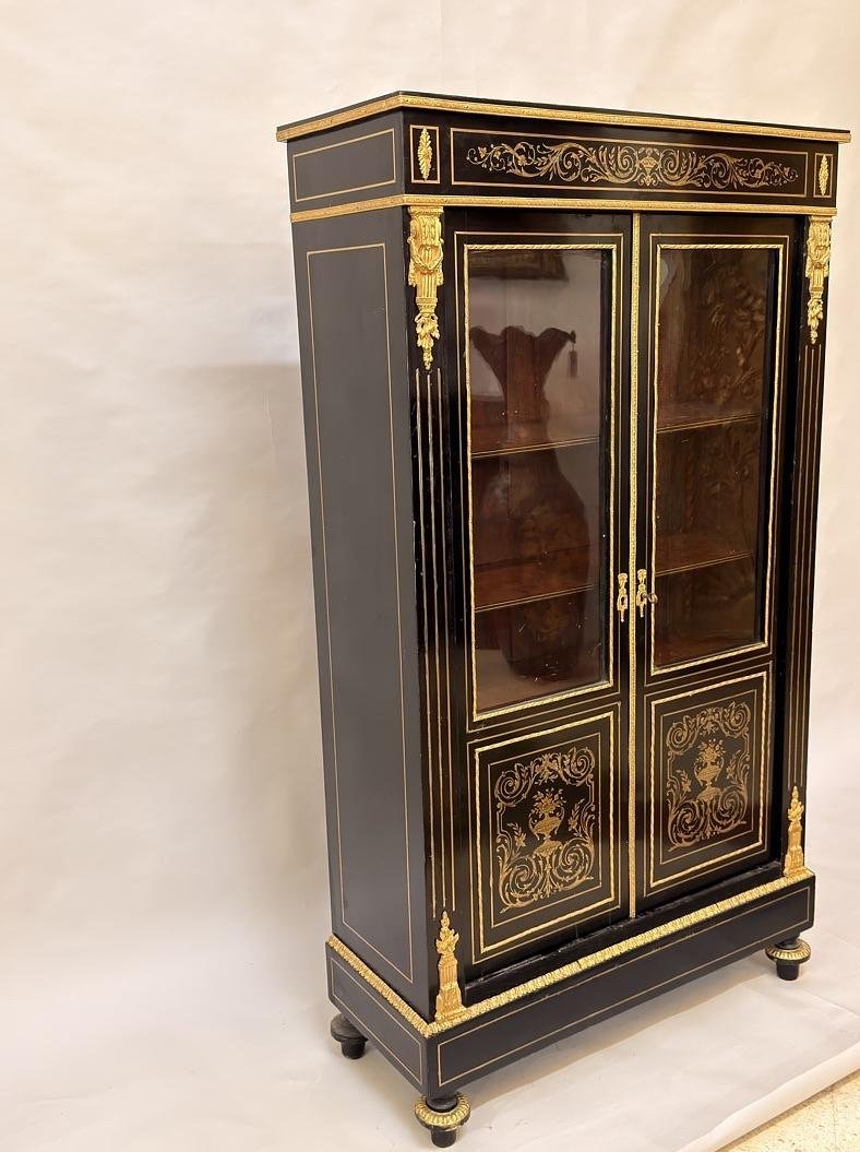 Napoleon III Boulle Marquetry Display Cabinet-bookcase, France, 19th Century-photo-3
