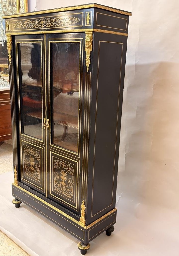 Napoleon III Boulle Marquetry Display Cabinet-bookcase, France, 19th Century-photo-4