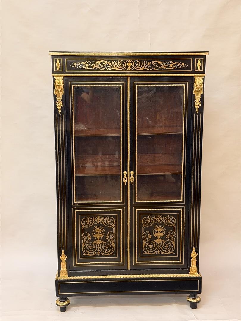 Napoleon III Boulle Marquetry Display Cabinet-bookcase, France, 19th Century