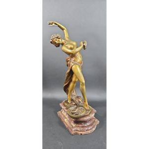 “snake Dancer” Eduardo Rossi (italian 1867-1926), Art Nouveau Patinated Bronze.