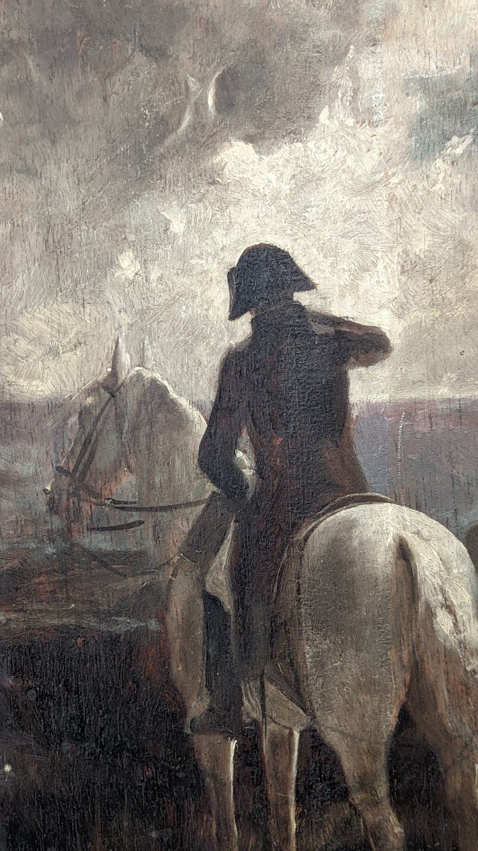 Huile Sur Panneau Napoléon à Cheval-photo-4