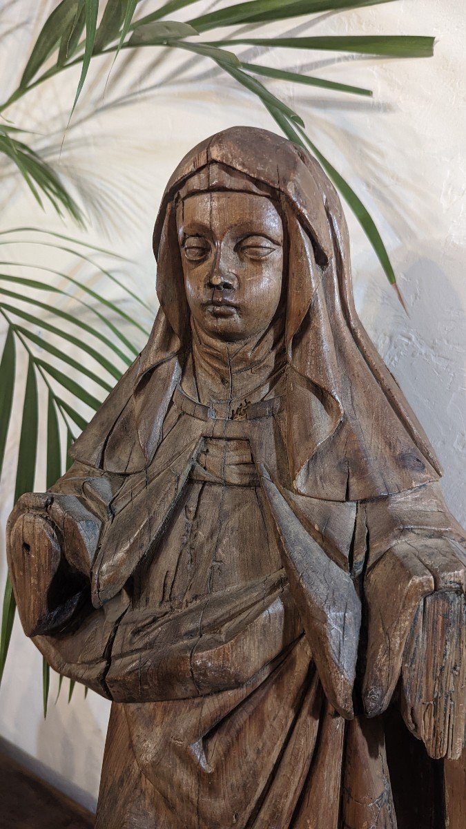 Statue De Sainte En Bois Epoque XVIe Siècle -photo-4