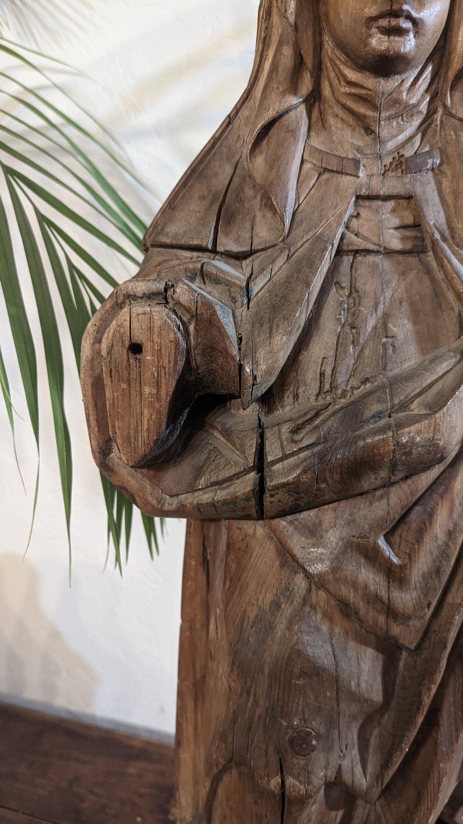 Statue De Sainte En Bois Epoque XVIe Siècle -photo-2