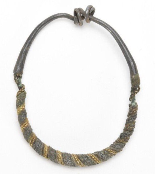 Grande Boucle Grecque Antique Or Et Argent -photo-4